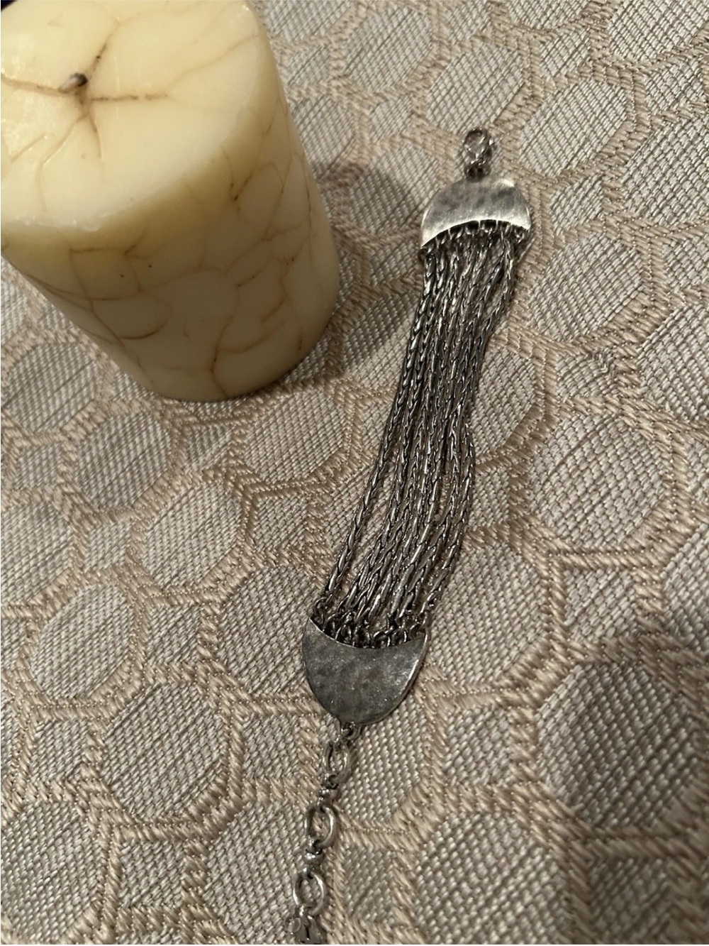 Elegant Brighton Silver Multi-Strand Chain Tassel Bracelet - Women Jewelry